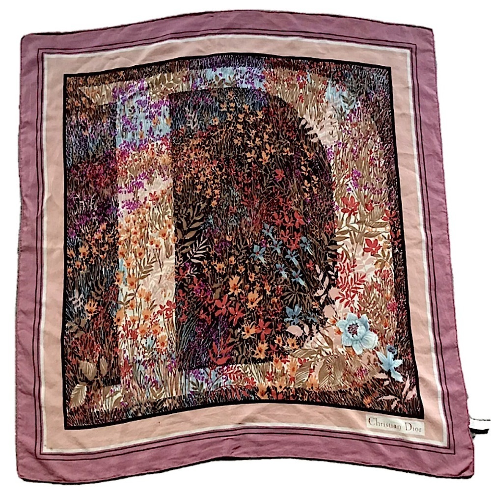 🎆very RARE Vintage CHRISTIAN DIOR silk scarf made in France